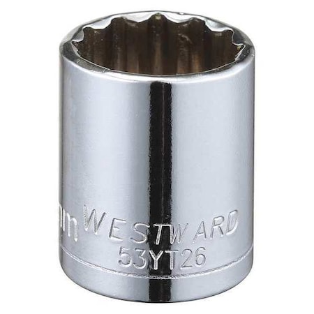 WESTWARD 3/8 in Drive, 18mm Triple Square Metric, Socket, 12 Points, Steel, Chrome, 18 mm MPN:53YT26