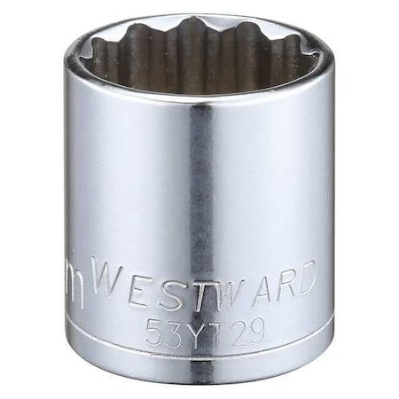 WESTWARD 3/8 in Drive, 21mm Triple Square Metric Socket, 12 Points, Steel, Chrome, 21 mm MPN:53YT29