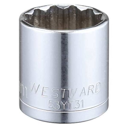 WESTWARD 3/8 in Drive, 23mm Triple Square Metric, Socket, 12 Points, Steel, Chrome, 23 mm MPN:53YT31