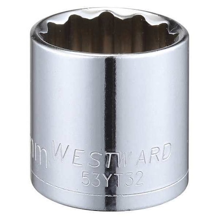 WESTWARD 3/8 in Drive, 24mm Triple Square Metric, Socket, 12 Points, Steel, Chrome, 24 mm MPN:53YT32