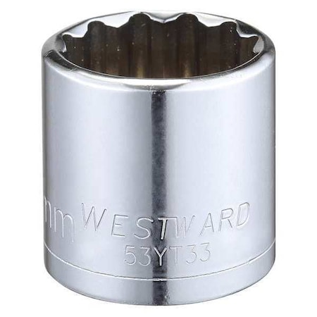 WESTWARD 3/8 in Drive, 25mm Triple Square Metric Socket, 12 Points, Steel, Chrome, 25 mm MPN:53YT33