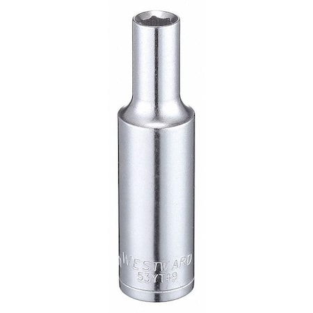 WESTWARD 3/8 in Drive, 6mm Hex Metric Socket, 6 Points, Steel, Chrome, 6 mm MPN:53YT49