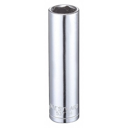 WESTWARD 3/8 in Drive, 11mm Hex Metric Socket, 6 Points, Steel, Chrome, 11 mm MPN:53YT54