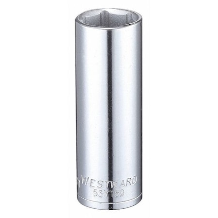 WESTWARD 3/8 in Drive, 16mm Hex Metric Socket, 6 Points, Steel, Chrome, 16 mm MPN:53YT59