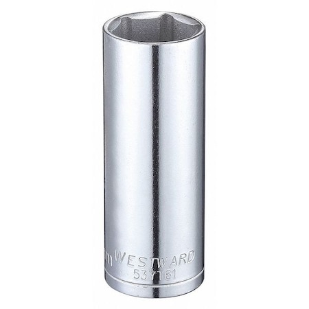 WESTWARD 3/8 in Drive, 18mm Hex Metric Socket, 6 Points, Steel, Chrome, 18 mm MPN:53YT61