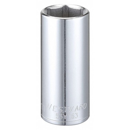 WESTWARD 3/8 in Drive, 20mm Hex Metric, Socket, 6 Points, Steel, Chrome, 20 mm MPN:53YT63