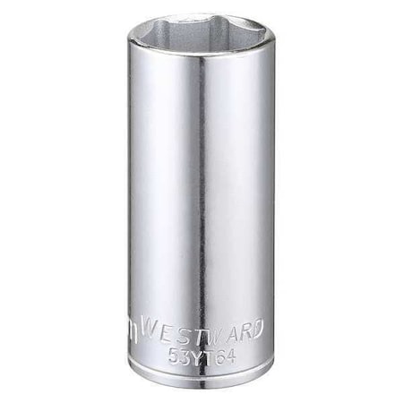 WESTWARD 3/8 in Drive, 21mm Hex Metric Socket, 6 Points, Steel, Chrome, 21 mm MPN:53YT64