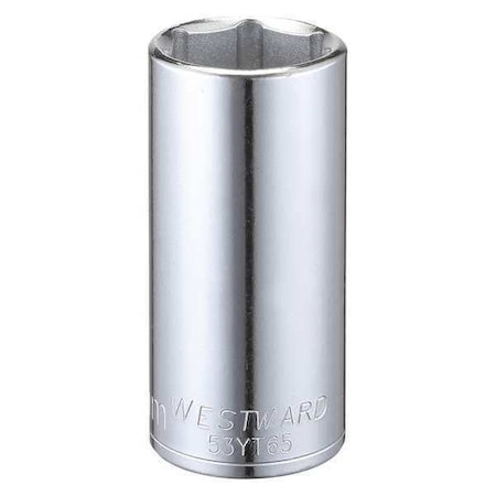WESTWARD 3/8 in Drive, 22mm Hex Metric, Socket, 6 Points, Steel, Chrome, 22 mm MPN:53YT65