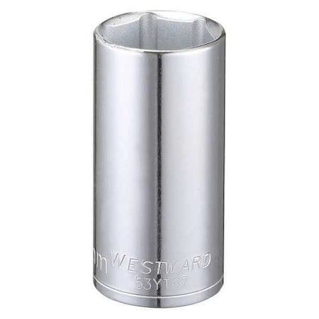 WESTWARD 3/8 in Drive, 24mm Hex Metric Socket, 6 Points, Steel, Chrome, 24 mm MPN:53YT67