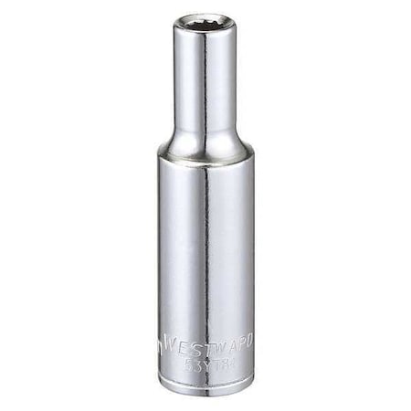 WESTWARD 3/8 in Drive, 6mm Triple Square Metric Socket, 12 Points, Steel, Chrome, 6 mm MPN:53YT84