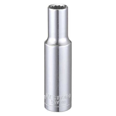 WESTWARD 3/8 in Drive, 8mm Triple Square Metric Socket, 12 Points, Steel, Chrome, 8 mm MPN:53YT86