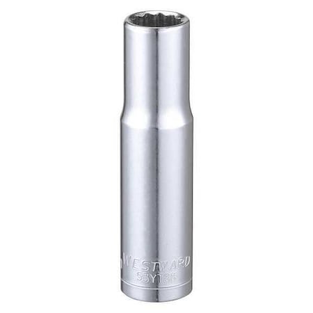 WESTWARD 3/8 in Drive, 10mm Triple Square Metric Socket, 12 Points, Steel, Chrome, 10 mm MPN:53YT88