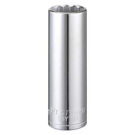 WESTWARD 3/8 in Drive, 15mm Triple Square Metric Socket, 12 Points, Steel, Chrome, 15 mm MPN:53YT93