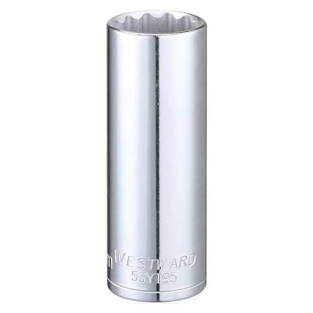 WESTWARD 3/8 in Drive, 17mm Triple Square Metric Socket, 12 Points, Steel, Chrome, 17 mm MPN:53YT95