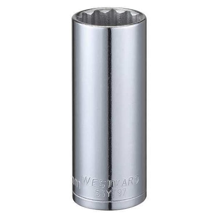 WESTWARD 3/8 in Drive, 19mm Triple Square Metric, Socket, 12 Points, Steel, Chrome, 19 mm MPN:53YT97