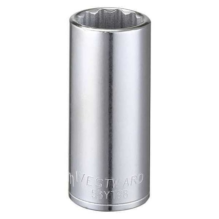 WESTWARD 3/8 in Drive, 20mm Triple Square Metric Socket, 12 Points, Steel, Chrome, 20 mm MPN:53YT98