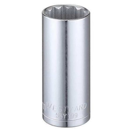 WESTWARD 3/8 in Drive, 21mm Triple Square Metric, Socket, 12 Points, Steel, Chrome, 21 mm MPN:53YT99