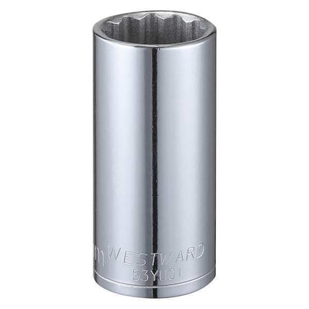 WESTWARD 3/8 in Drive, 22mm Triple Square Metric Socket, 12 Points, Steel, Chrome, 22 mm MPN:53YU01