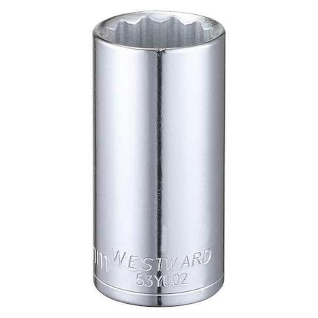 WESTWARD 3/8 in Drive, 23mm Triple Square Metric Socket, 12 Points, Steel, Chrome, 23 mm MPN:53YU02