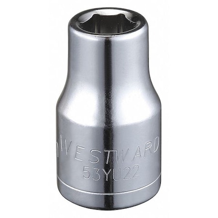 WESTWARD 1/2 in Drive, 10mm Hex Metric Socket, 6 Points, Steel, Chrome, 10 mm MPN:53YU22