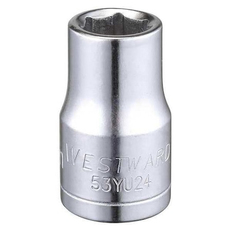 WESTWARD 1/2 in Drive, 12mm Hex Metric Socket, 6 Points, Steel, Chrome, 12 mm MPN:53YU24
