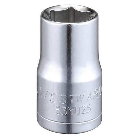 WESTWARD 1/2 in Drive, 13mm Hex Metric Socket, 6 Points, Steel, Chrome, 13 mm MPN:53YU25