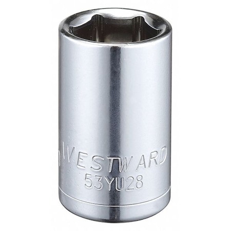 WESTWARD 1/2 in Drive, 16mm Hex Metric, Socket, 6 Points, Steel, Chrome, 16 mm MPN:53YU28