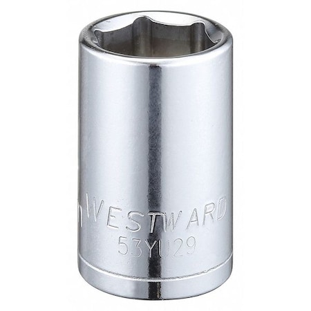 WESTWARD 1/2 in Drive, 17mm Hex Metric Socket, 6 Points, Steel, Chrome, 17 mm MPN:53YU29