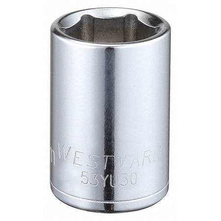 WESTWARD 1/2 in Drive, 18mm Hex Metric Socket, 6 Points, Steel, Chrome, 18 mm MPN:53YU30