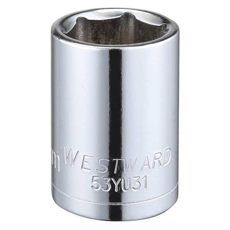 WESTWARD 1/2 in Drive, 19mm Hex Metric Socket, 6 Points, Steel, Chrome, 19 mm MPN:53YU31