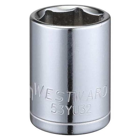 WESTWARD 1/2 in Drive, 20mm Hex Metric Socket, 6 Points, Steel, Chrome, 20 mm MPN:53YU32