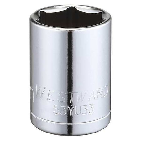 WESTWARD 1/2 in Drive, 21mm Hex Metric Socket, 6 Points, Steel, Chrome, 21 mm MPN:53YU33