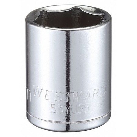 WESTWARD 1/2 in Drive, 23mm Hex Metric, Socket, 6 Points, Steel, Chrome, 23 mm MPN:53YU35