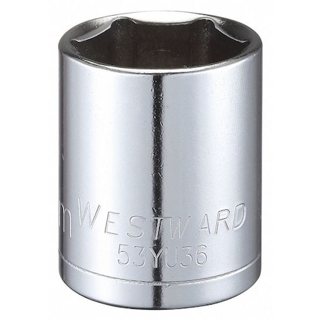 WESTWARD 1/2 in Drive, 24mm Hex Metric Socket, 6 Points, Steel, Chrome, 24 mm MPN:53YU36