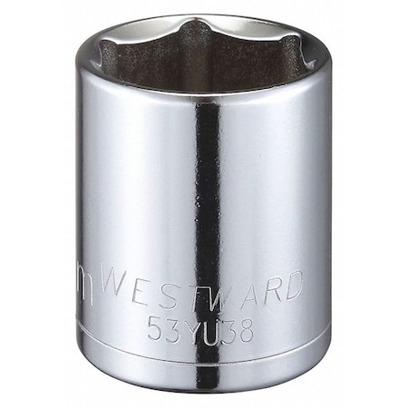 WESTWARD 1/2 in Drive, 26mm Hex Metric, Socket, 6 Points, Steel, Chrome, 26 mm MPN:53YU38