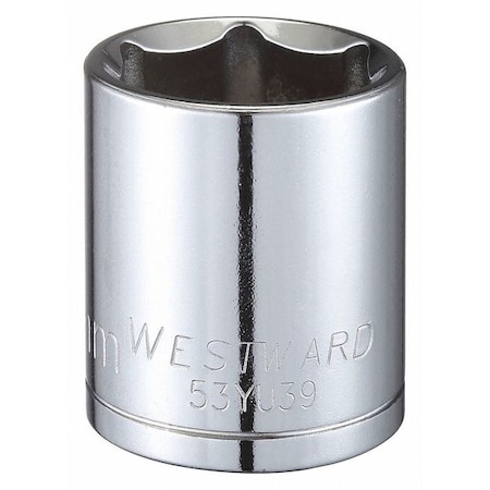 WESTWARD 1/2 in Drive, 27mm Hex Metric, Socket, 6 Points, Steel, Chrome, 27 mm MPN:53YU39