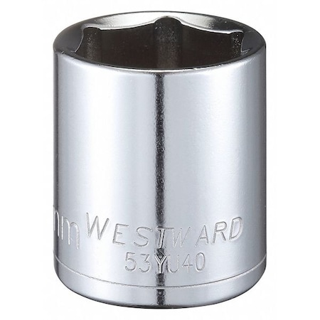 WESTWARD 1/2 in Drive, 28mm Hex Metric, Socket, 6 Points, Steel, Chrome, 28 mm MPN:53YU40
