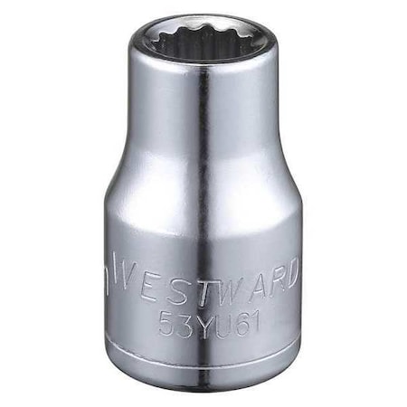 WESTWARD 1/2 in Drive, 10mm Triple Square Metric, Socket, 12 Points, Steel, Chrome, 10 mm MPN:53YU61