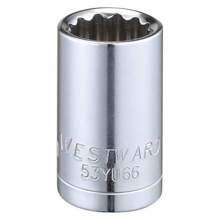 WESTWARD 1/2 in Drive, 15mm Triple Square Metric Socket, 12 Points, Steel, Chrome, 15 mm MPN:53YU66