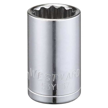 WESTWARD 1/2 in Drive, 16mm Triple Square Metric, Socket, 12 Points, Steel, Chrome, 16 mm MPN:53YU67