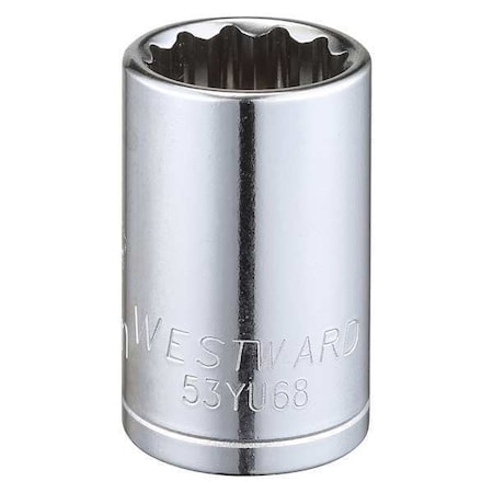 WESTWARD 1/2 in Drive, 17mm Triple Square Metric, Socket, 12 Points, Steel, Chrome, 17 mm MPN:53YU68