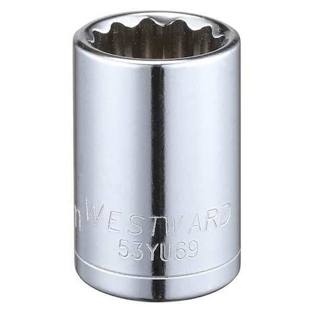 WESTWARD 1/2 in Drive, 18mm Triple Square Metric Socket, 12 Points, Steel, Chrome, 18 mm MPN:53YU69