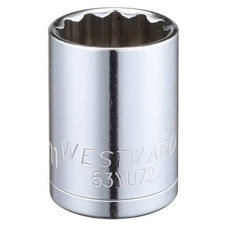WESTWARD 1/2 in Drive, 21mm Triple Square Metric Socket, 12 Points, Steel, Chrome, 21 mm MPN:53YU72