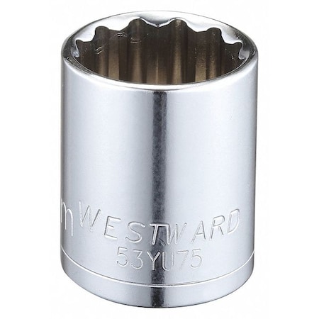 WESTWARD 1/2 in Drive, 24mm Triple Square Metric Socket, 12 Points, Steel, Chrome, 24 mm MPN:53YU75