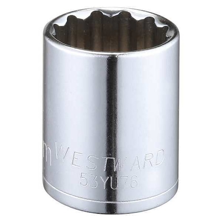 WESTWARD 1/2 in Drive, 25mm Triple Square Metric Socket, 12 Points, Steel, Chrome, 25 mm MPN:53YU76