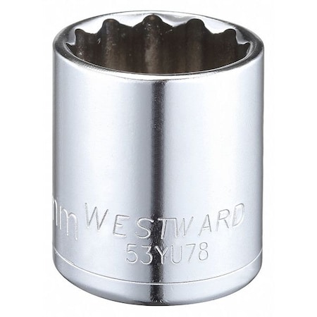 WESTWARD 1/2 in Drive, 27mm Triple Square Metric Socket, 12 Points, Steel, Chrome, 27 mm MPN:53YU78