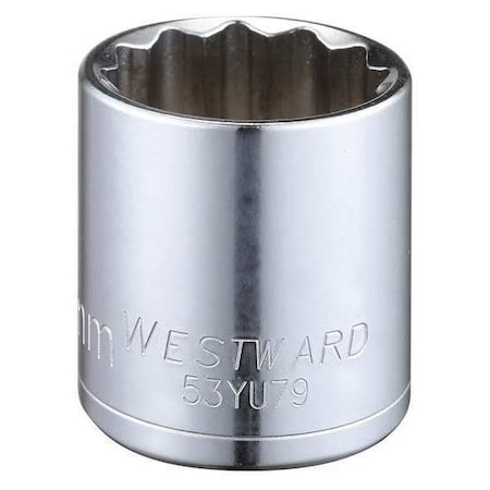 WESTWARD 1/2 in Drive, 28mm Triple Square Metric Socket, 12 Points, Steel, Chrome, 28 mm MPN:53YU79