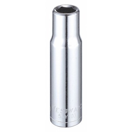 WESTWARD 1/2 in Drive, 12mm Hex Metric, Socket, 6 Points, Steel, Chrome, 12 mm MPN:53YV03