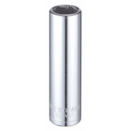 WESTWARD 1/2 in Drive, 16mm Hex Metric Socket, 6 Points, Steel, Chrome, 16 mm MPN:53YV07
