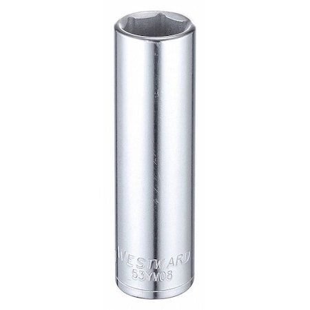 WESTWARD 1/2 in Drive, 17mm Hex Metric, Socket, 6 Points, Steel, Chrome, 17 mm MPN:53YV08